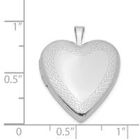Sterling Silver Rhodium-plated Braided Edge Heart Locket