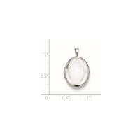 Sterling Silver Rhodium-plated Scroll Oval Locket