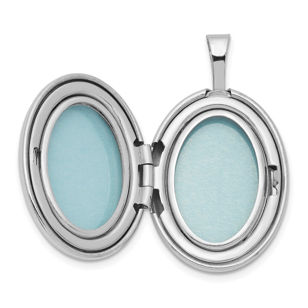 Sterling Silver Rhodium-plated Satin & Polished Paw Prints 19mm Oval Locket