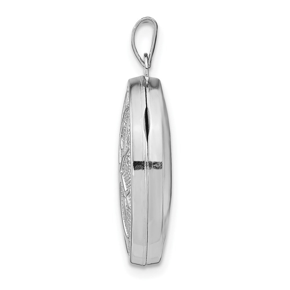 Sterling Silver Rhodium-plated Oval Tree Locket