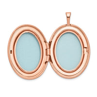 Sterling Silver Rose Gold-plated 26mm Leaf Border Oval Locket
