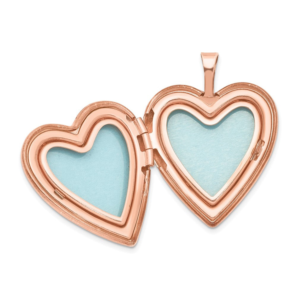 Sterling Silver Rose Gold-plated 20mm Double Hearts Heart Locket