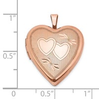 Sterling Silver Rose Gold-plated 20mm Double Hearts Heart Locket
