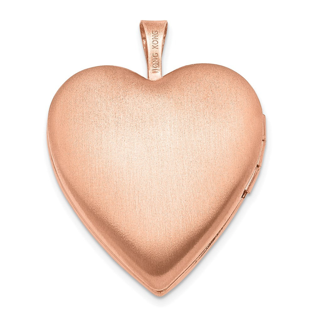 Sterling Silver Rose Gold-plated 20mm Polished Swirl Heart Locket