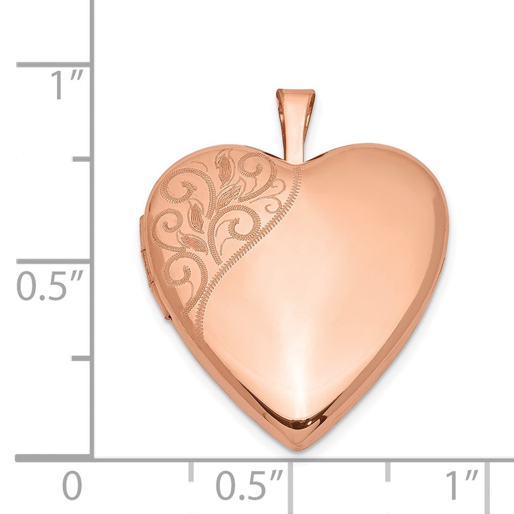 Sterling Silver Rose Gold-plated 20mm Polished Swirl Heart Locket