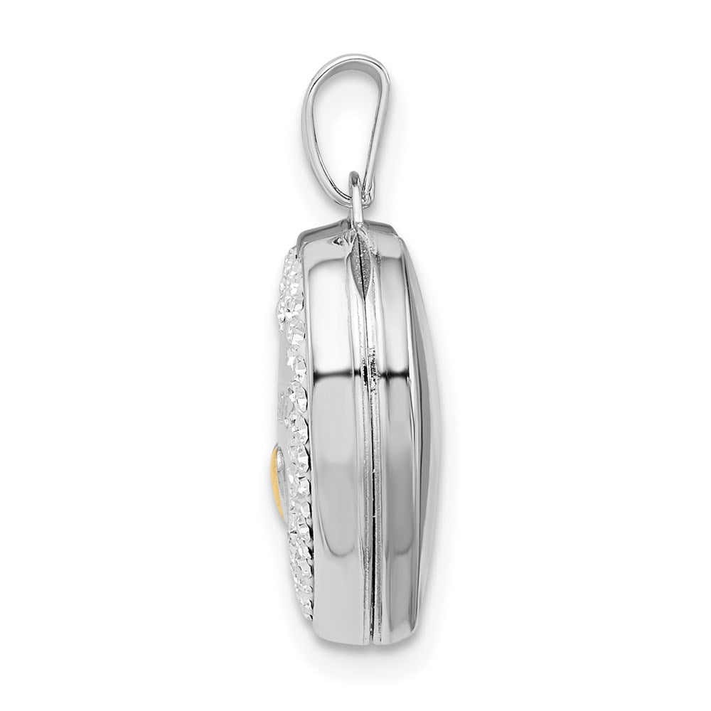 Sterling Silver Rhodium-plated Gold-tone Preciosa Crystal Mom Heart Locket