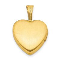 Sterling Silver Gold-plated Satin & Polished 12mm Fairy Heart Locket