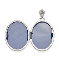 Sterling Silver Rhodium-plate Polished & Textured Diamond Tree Locket