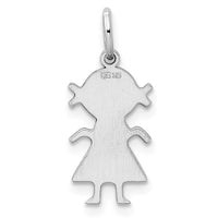Sterling Silver Rh-plt Engravable Girl Polished Front/Back Disc Charm