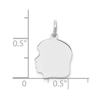 SSilver Rh-plt Engravable Girl Polished Front/Satin Back Disc Charm