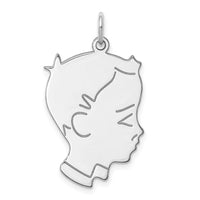 SSilver Rh-plt Engravable Boy Polished Front/Satin Back Disc Charm
