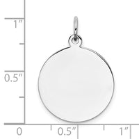 Sterling Silver Rh-plt Engraveable Round Polished Front/Back Disc Charm