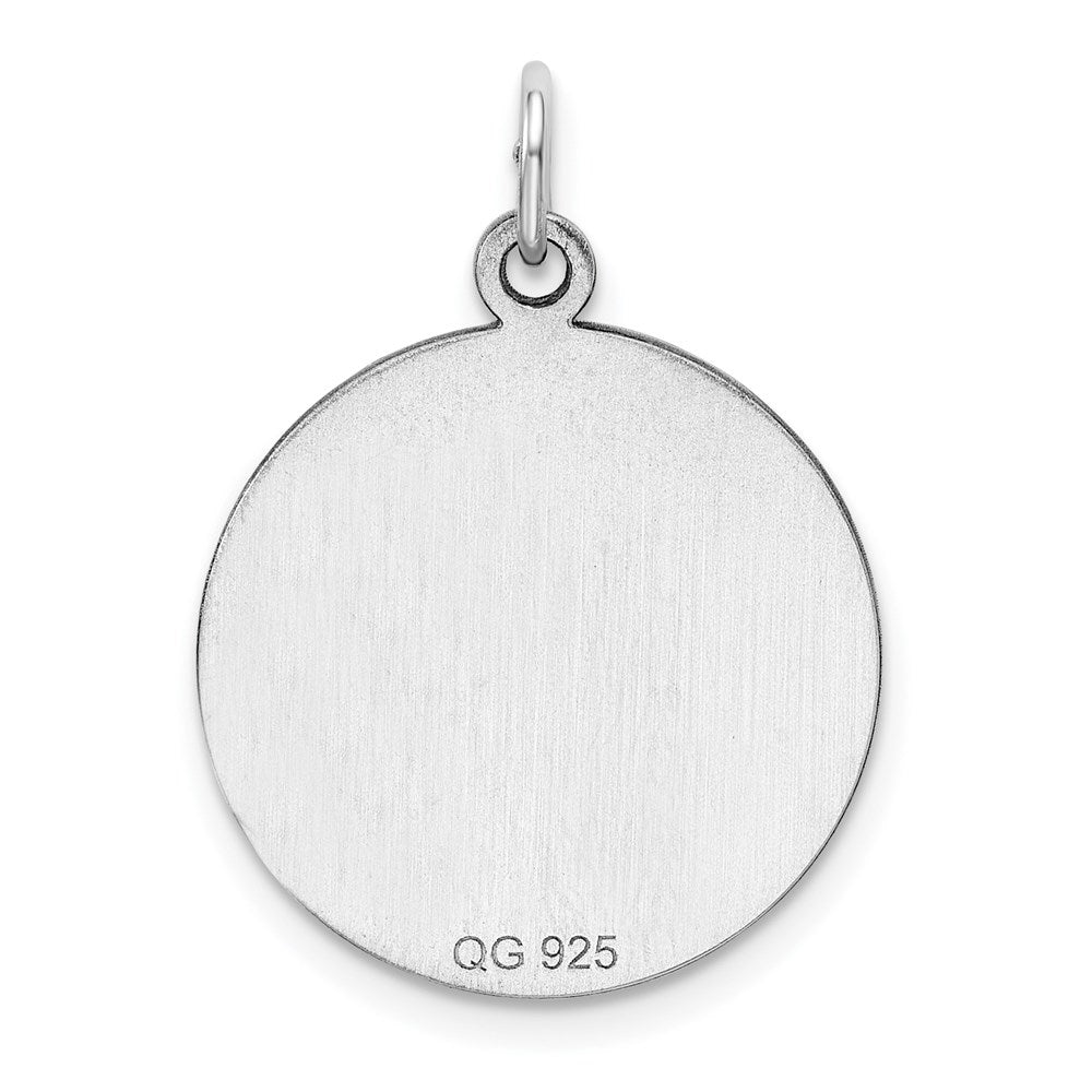 Sterling Silver Rh-plt Engraveable Round Polished Front/Back Disc Charm