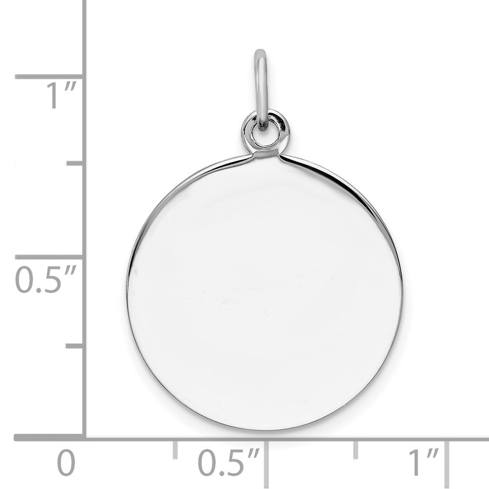 SS Rh-plt Engraveable Round Polished Front/Satin Back Disc Charm