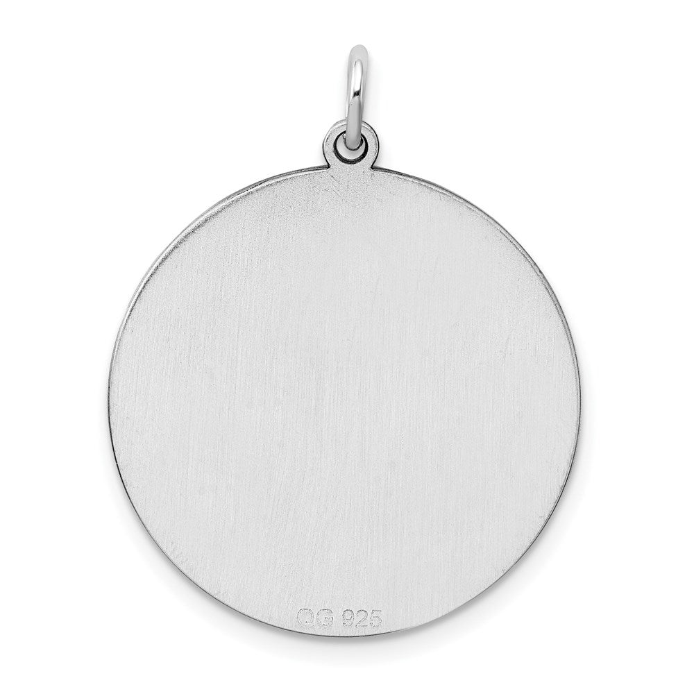 Sterling Silver Rhod-plated Eng. Rnd Polish Front/Back Disc Charm