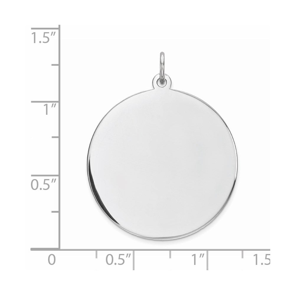 Sterling Silver Rhod-plated Eng. Rnd Polish Front/Satin Back Disc Charm