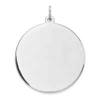 Sterling Silver Rhod-plated Eng. Rnd Polish Front/Back Disc Charm