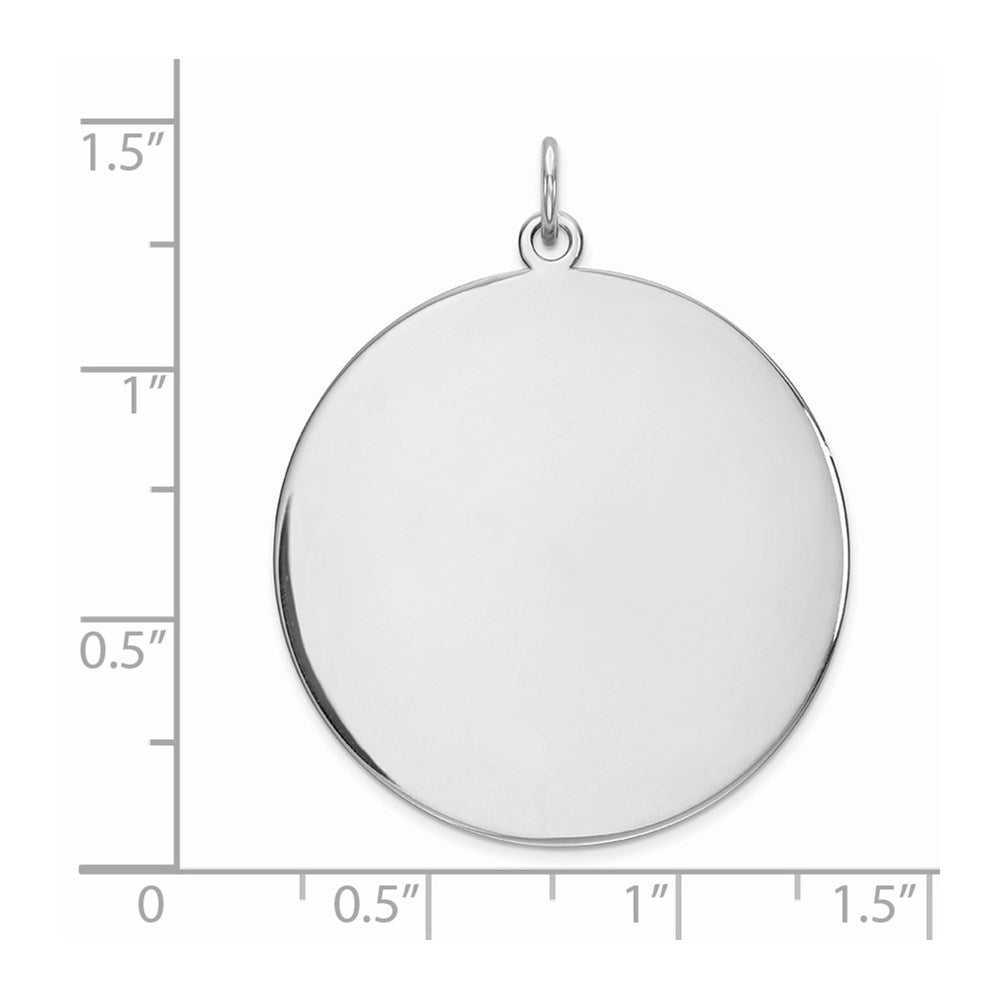 Sterling Silver Rhod-plated Eng. Rnd Polish Front/Satin Back Disc Charm