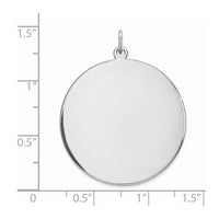 Sterling Silver Rhod-plated Eng. Rnd Polish Front/Satin Back Disc Charm