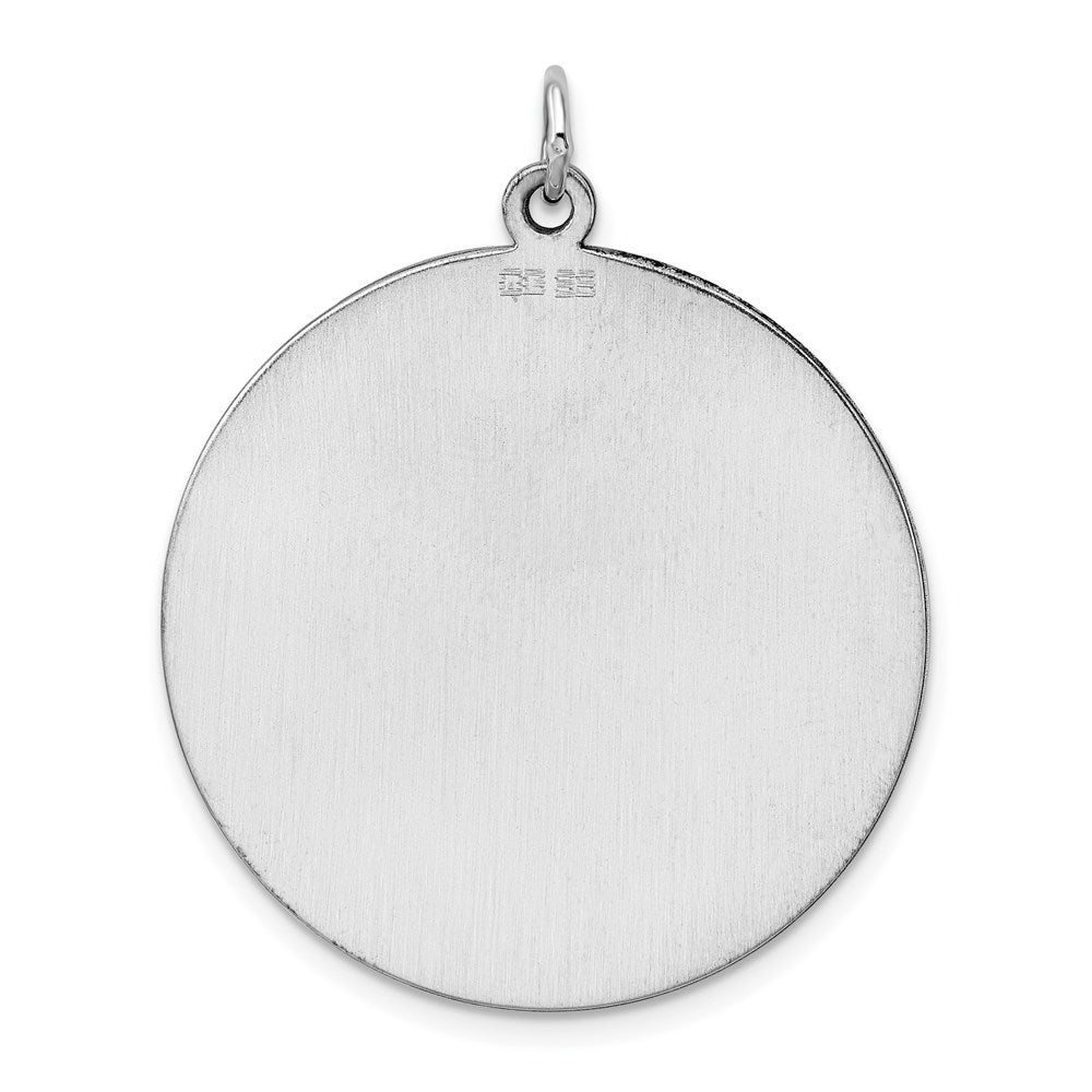 Sterling Silver Rhod-plated Eng. Rnd Polish Front/Satin Back Disc Charm