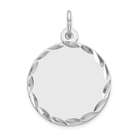 Sterling Silver Rhod-plated Eng. Rnd Polish Front/Back Disc Charm