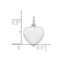 Sterling Silver Rh-plt Engraveable Heart Polished Front/Back Disc Charm