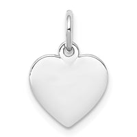 Sterling Silver Rh-plt Engraveable Heart Polished Front/Back Disc Charm