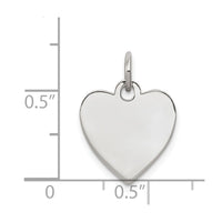 Sterling Silver Rhod-plated Eng. Heart Polish Front/Satin Back Disc Charm