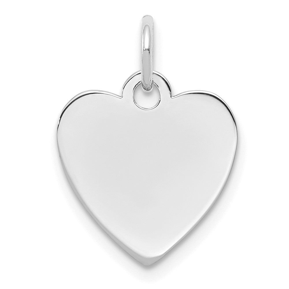 Sterling Silver Rhod-plated Eng. Heart Polish Front/Satin Back Disc Charm