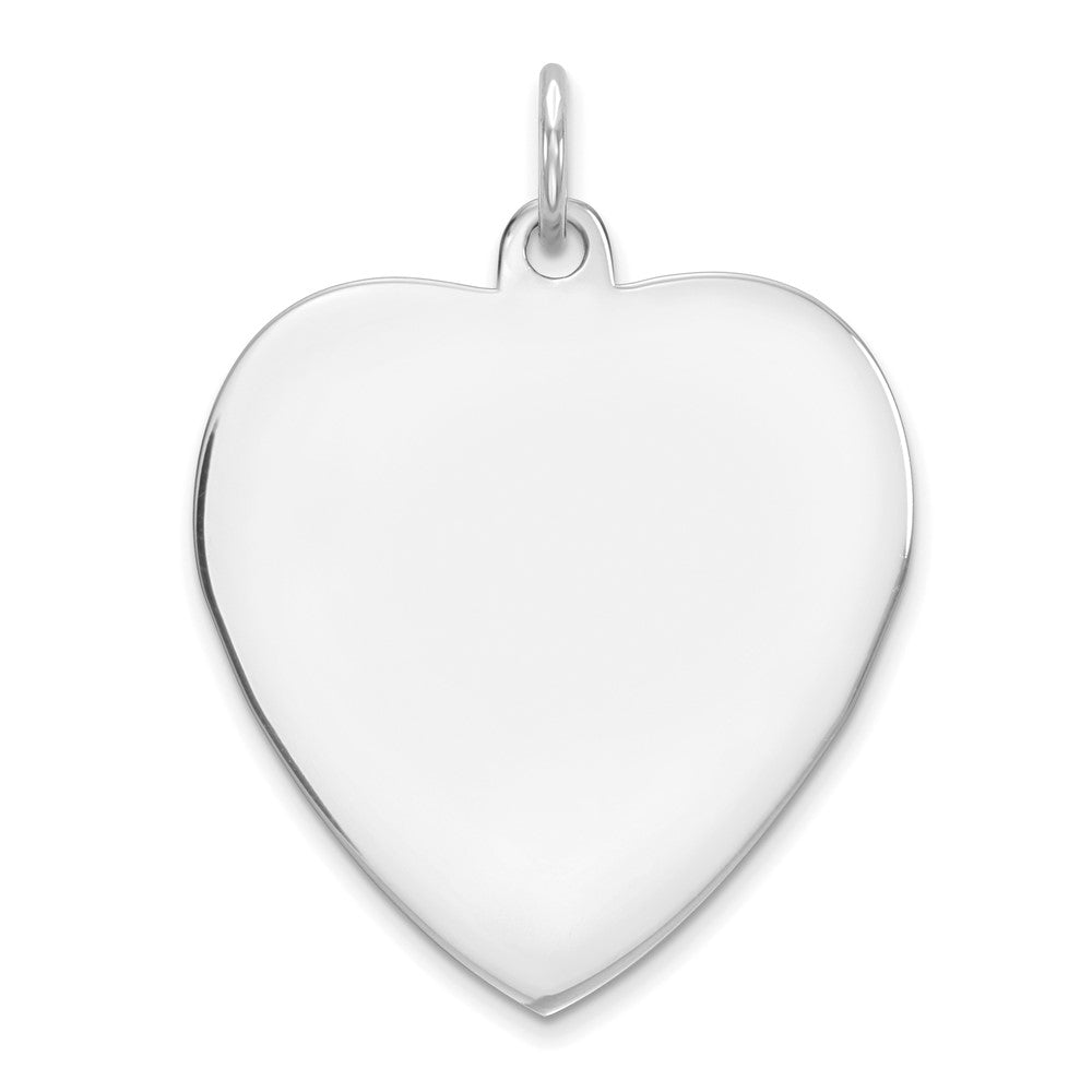 SS Rh-plt Engraveable Heart Polished Front/Satin Back Disc Charm