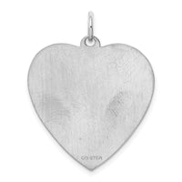 SS Rh-plt Engraveable Heart Polished Front/Satin Back Disc Charm