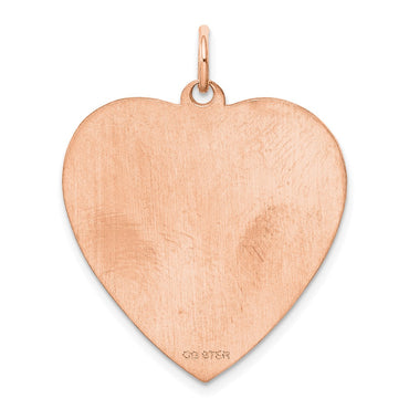 Sterling Silver RG Plated Engraveable Heart Polished Front/Satin Back Disc