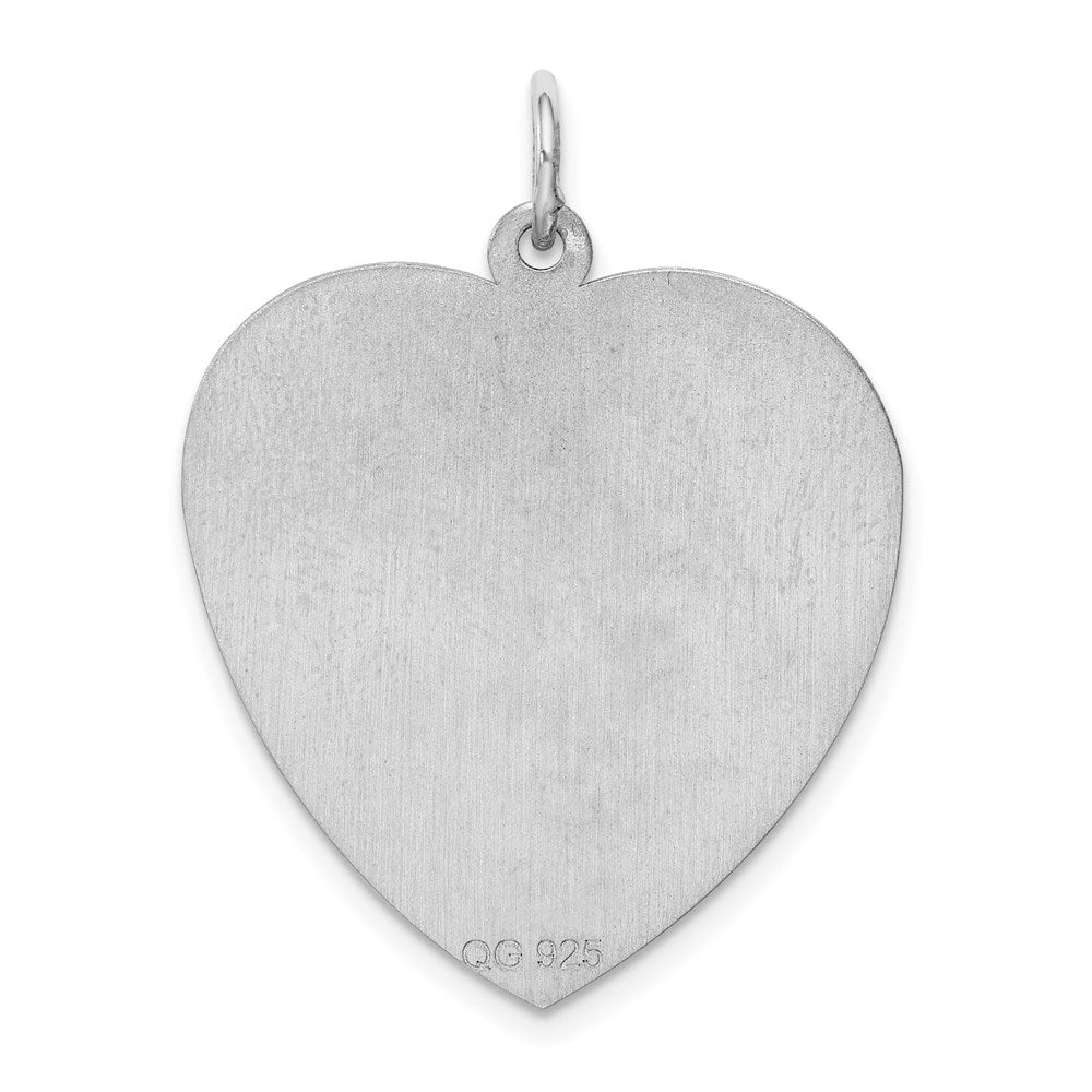 Sterling Silver Rhodium-plated Engraveable Heart Disc Charm
