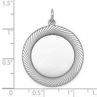 SS Rh-plt Engraveable Round Polished Front/Satin Back Disc Charm