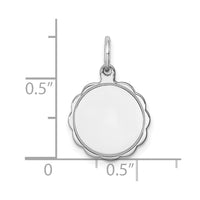 Sterling Silver Rh-plt Engraveable Polished Front/Satin Back Disc Charm
