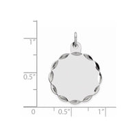 Sterling Silver Rh-plt Engraveable Polished Front/Satin Back Disc Charm