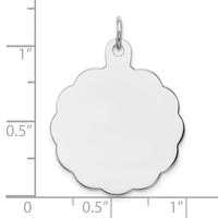 Sterling Silver Rh-plt Engraveable Polished Front/Satin Back Disc Charm