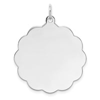 Sterling Silver Rh-plt Engraveable Polished Front/Satin Back Disc Charm