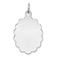 Sterling Silver Rh-plt Engraveable Polished Front/Satin Back Disc Charm