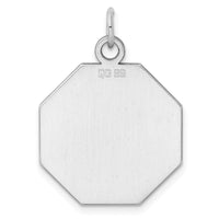 SS Rh-plt Engraveable Octagon Polished Front/Satin Back Disc Charm