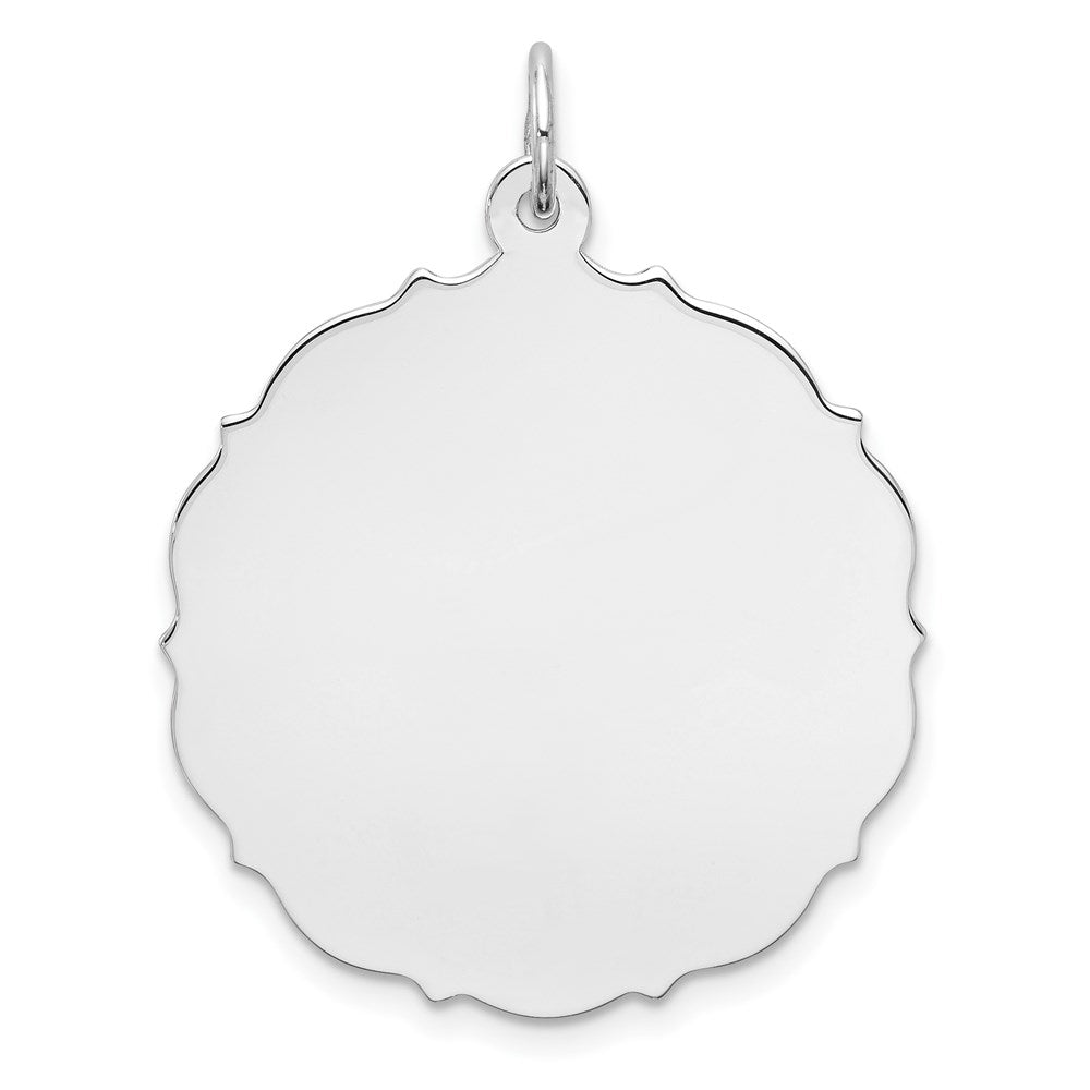 Sterling Silver Rh-plt Engraveable Polished Front/Satin Back Disc Charm
