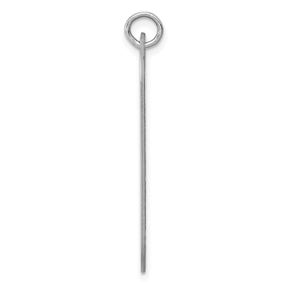 SSilver Rh-plt Engravable Dog Tag Polished Front/Satin Back Disc Charm