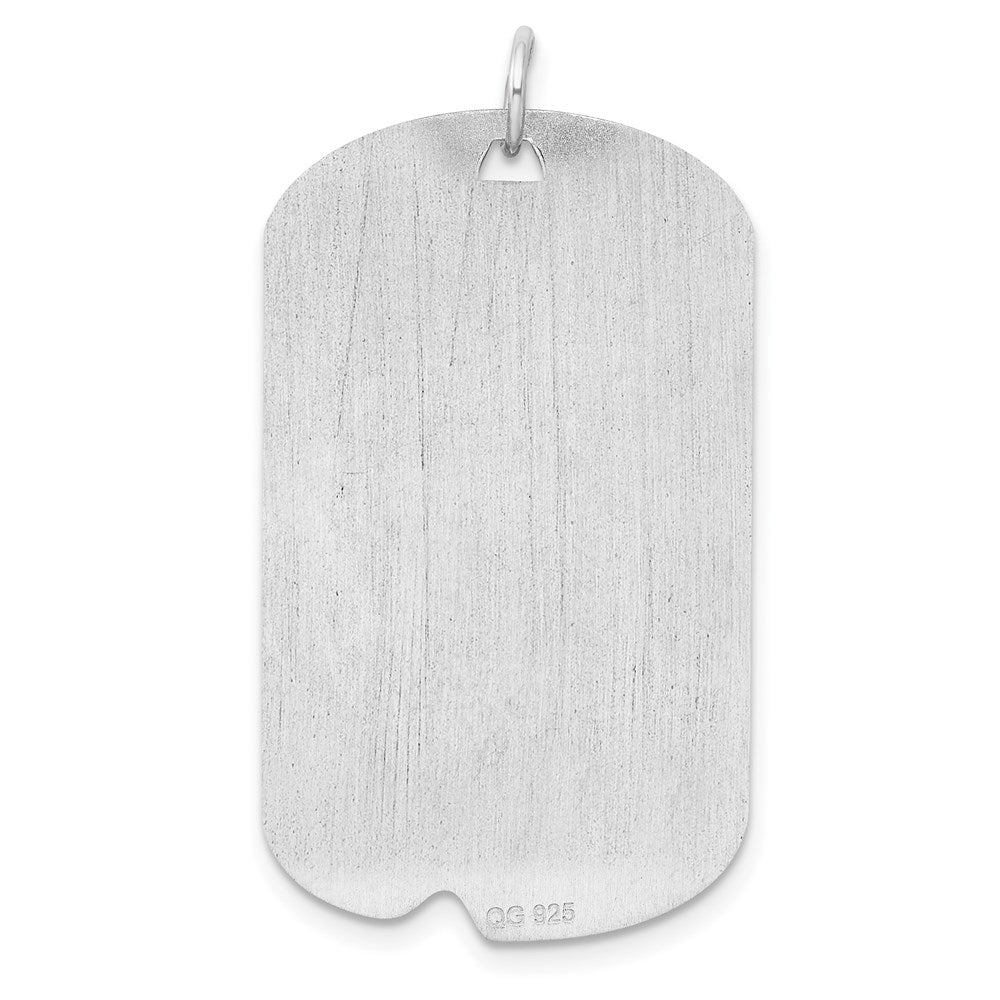 Sterling Silver Rh-plt Engravable Dog Tag Polished Front/Back Disc Charm