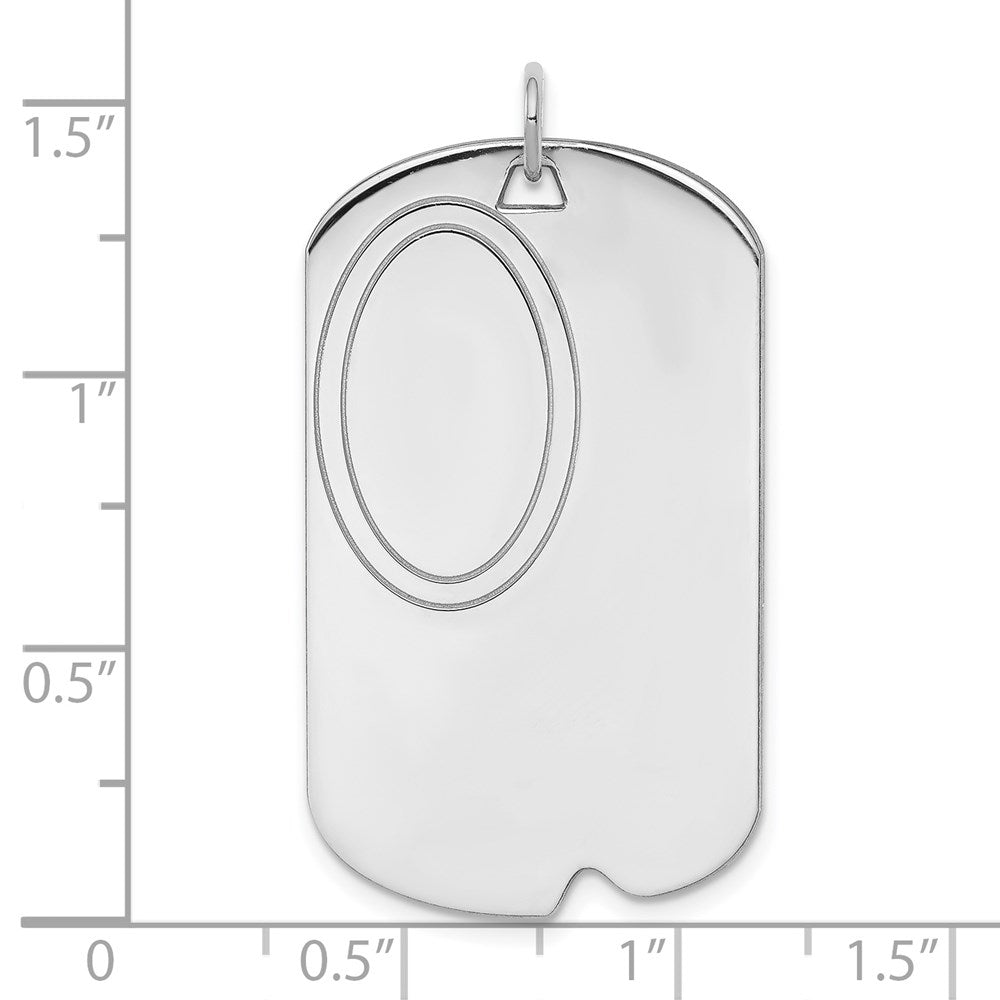 Sterling Silver Rh-plt Engravable Dog Tag Polished Front/Back Disc Charm