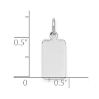 SSilver Rh-plt Engravable Rectangle Polished Front/Satin Back Disc Charm