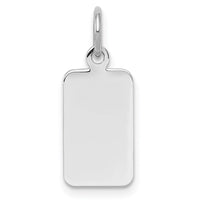 SSilver Rh-plt Engravable Rectangle Polished Front/Satin Back Disc Charm