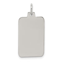 Sterling Silver Rhod.-plated Eng. Rect. Polish Front/Satin Back Disc Charm