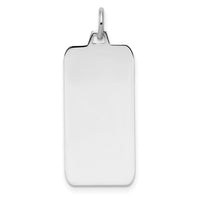 Sterling Silver Rhod-plate Eng. Rect. Polish Front/Satin Back Disc Charm