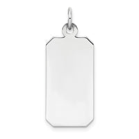 SSilver Rh-plt Engravable Rectangle Polished Front/Satin Back Disc Charm