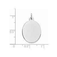 Sterling Silver Rhod-plate Eng. Oval Polish Front/Satin Back Disc Charm